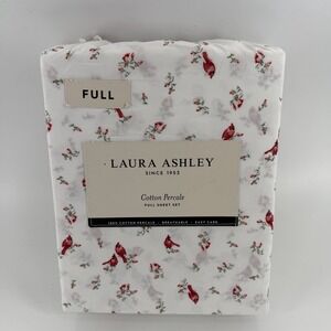 NWT LAURA ASHLEY Evie Full Size Pink /Green Floral 100% Cotton Percale Sheet Set
